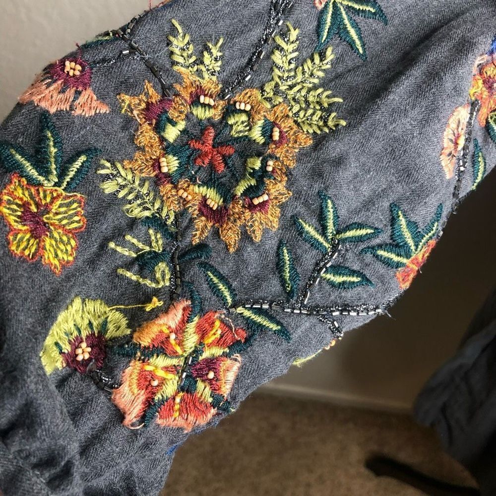 Zara Trafaluc Collection Gray Embroidered Shift Dress - Picture 7 of 16